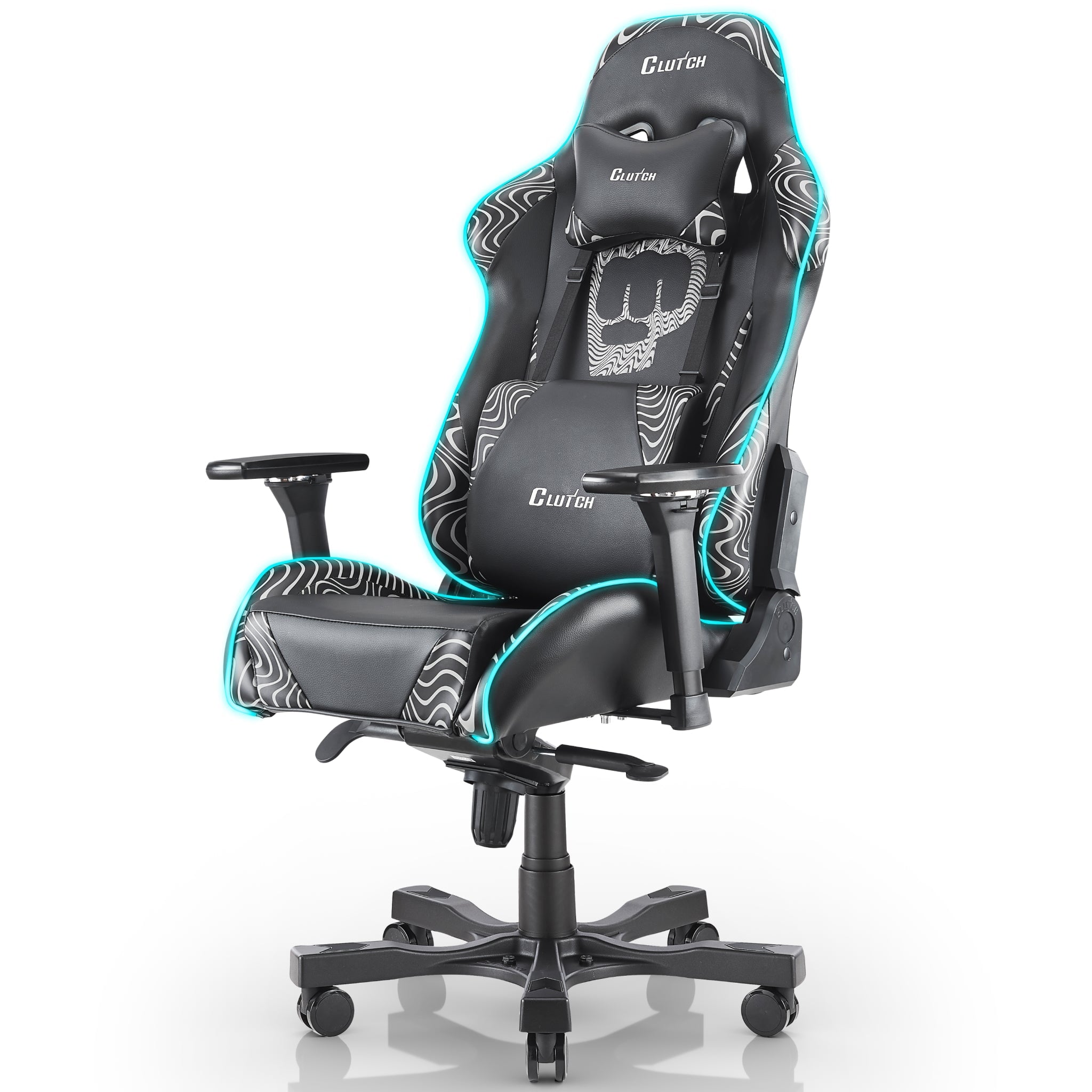 Pewdiepie LED Edition - Throttle Series Black Gaming Chair Clutch Chairz Large-XL Black LED