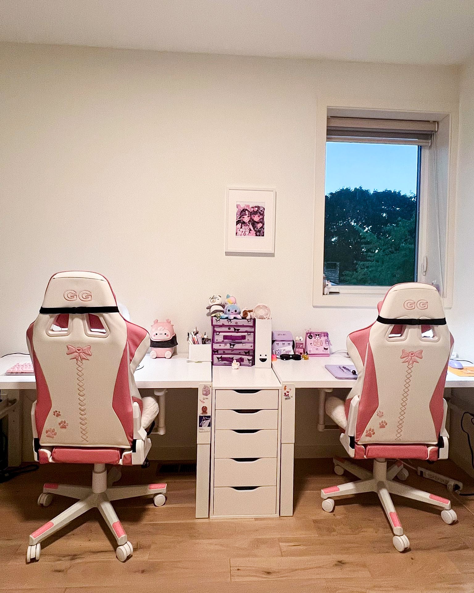 Cat Girl Kawaii Pink & White Gaming Chair | Ghost X Clutch Chairz