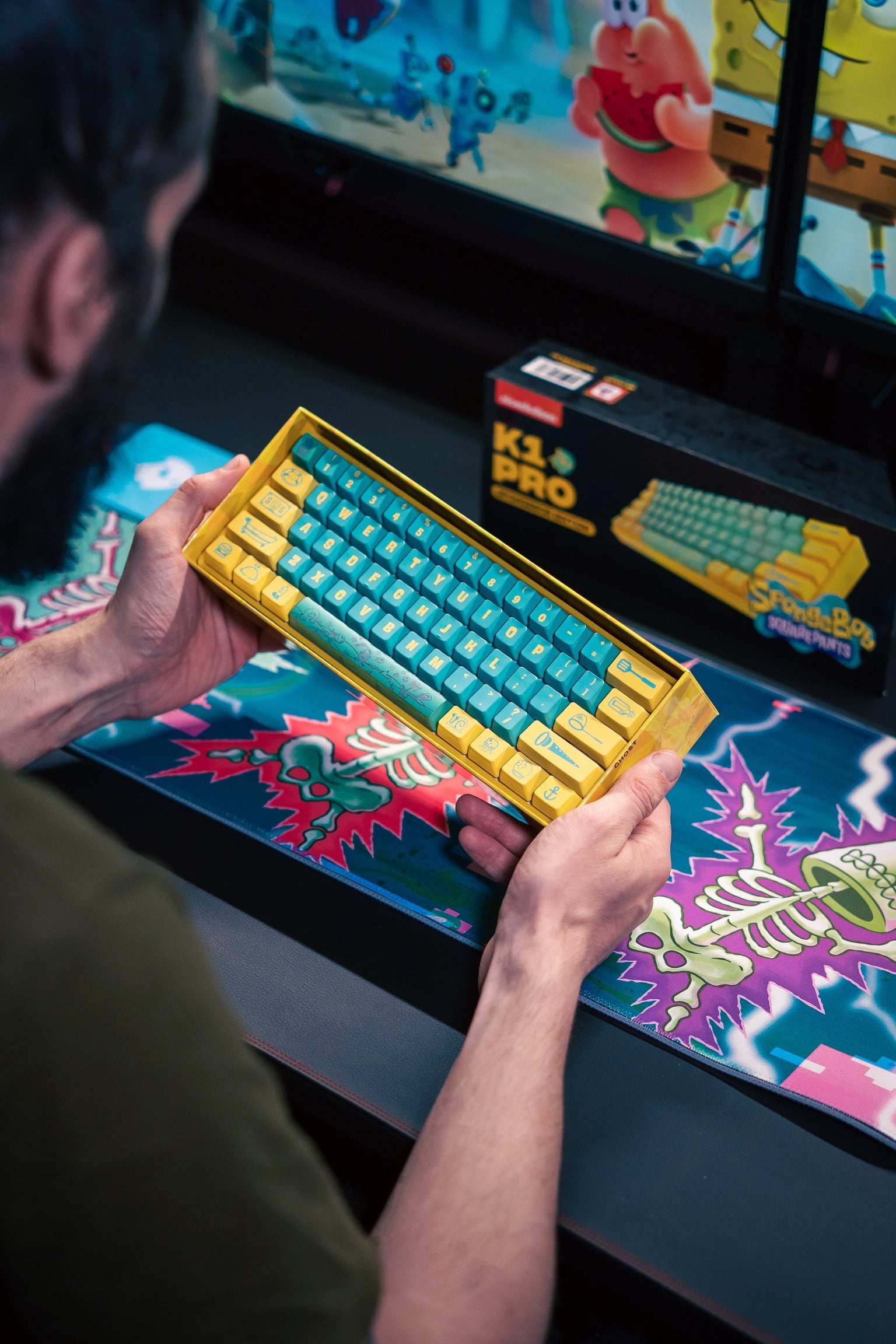 SpongeBob X Ghost K1 Pro Wireless Mechanical Keyboard