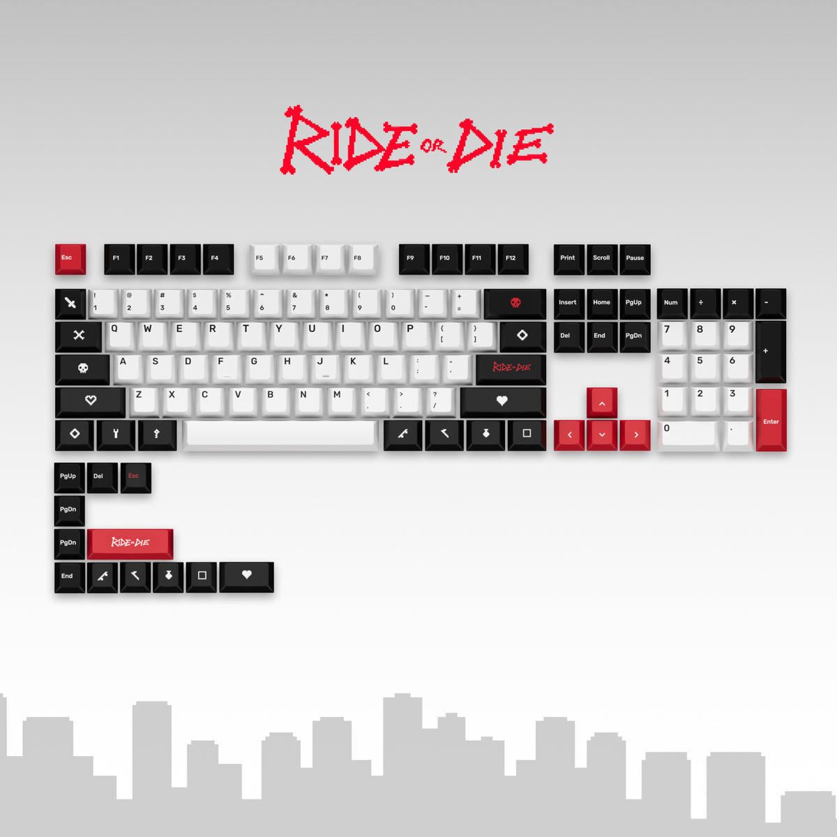 Ride or Die PBT Full Size Keycap Set | Ghost Keyboards